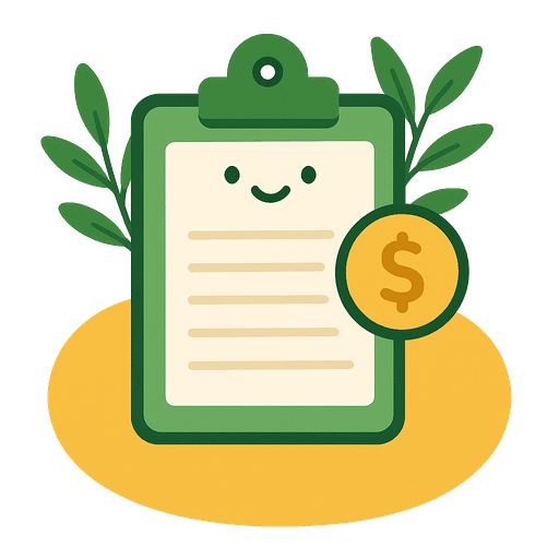 Illustration of a clipboard invoice with a dollar badge