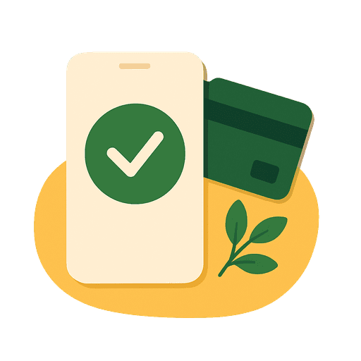 Illustration of a phone showing a successful payment